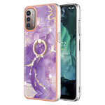 Custodia TPU con motivo marmo e anello per smartphone compatibili