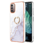 Custodia TPU con motivo marmo e anello per smartphone compatibili