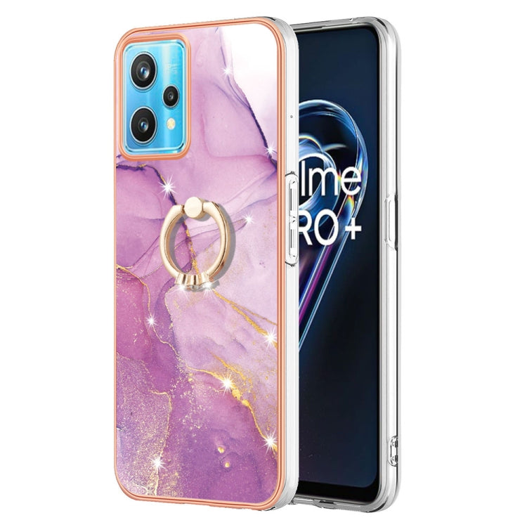 Custodia TPU effetto marmo con anello per smartphone