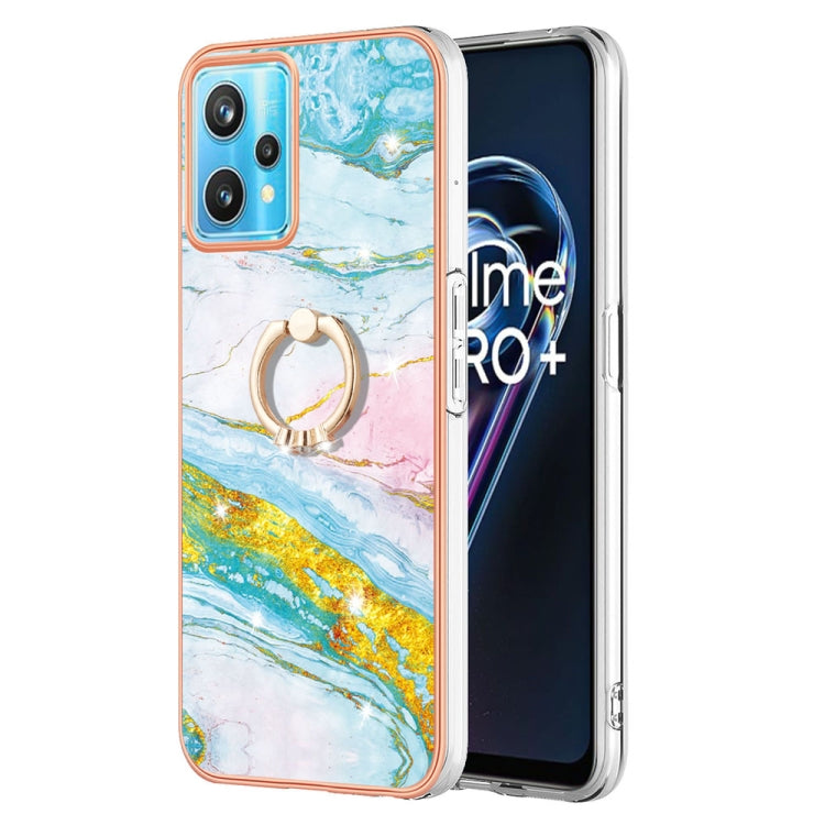 Custodia TPU effetto marmo con anello per smartphone