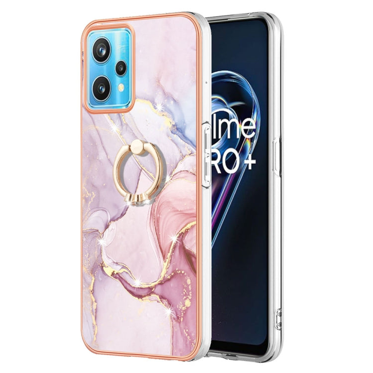 Custodia TPU effetto marmo con anello per smartphone
