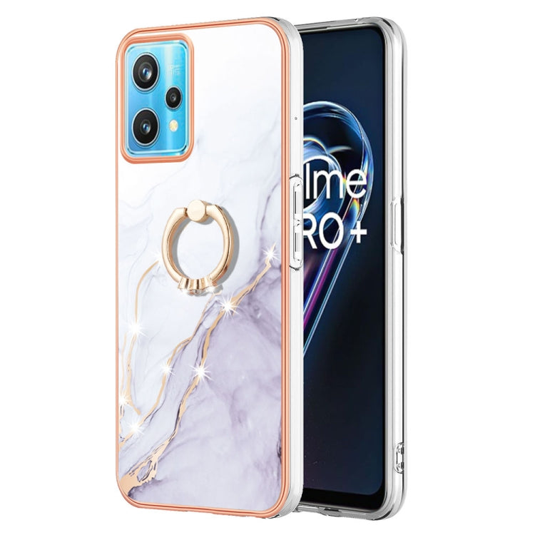Custodia TPU effetto marmo con anello per smartphone