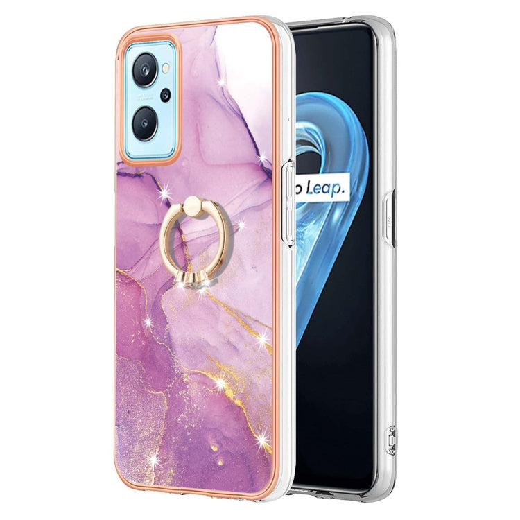 Custodia TPU effetto marmo con anello per smartphone