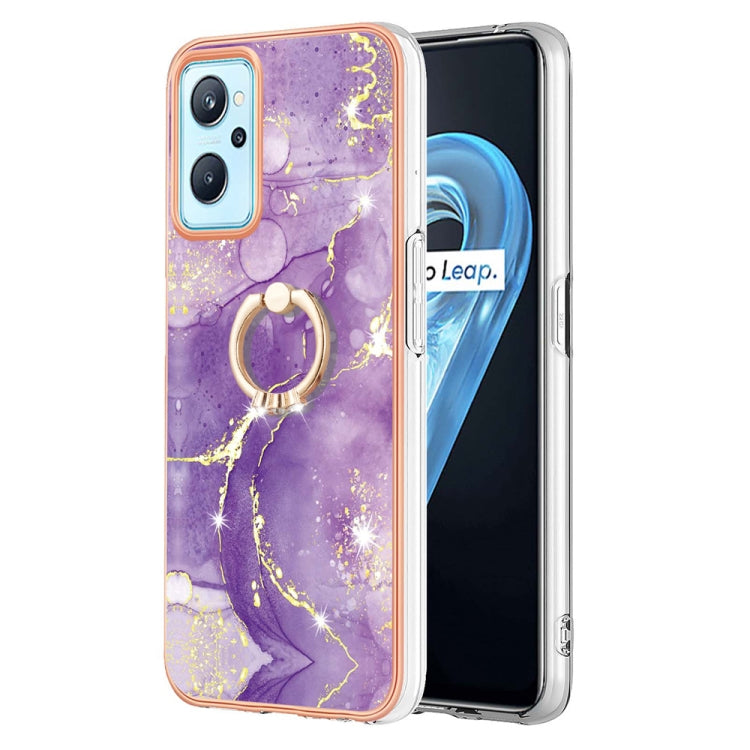 Custodia TPU effetto marmo con anello per smartphone