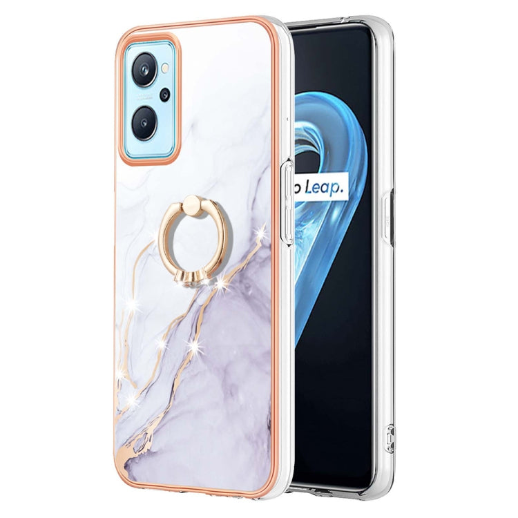 Custodia TPU effetto marmo con anello per smartphone