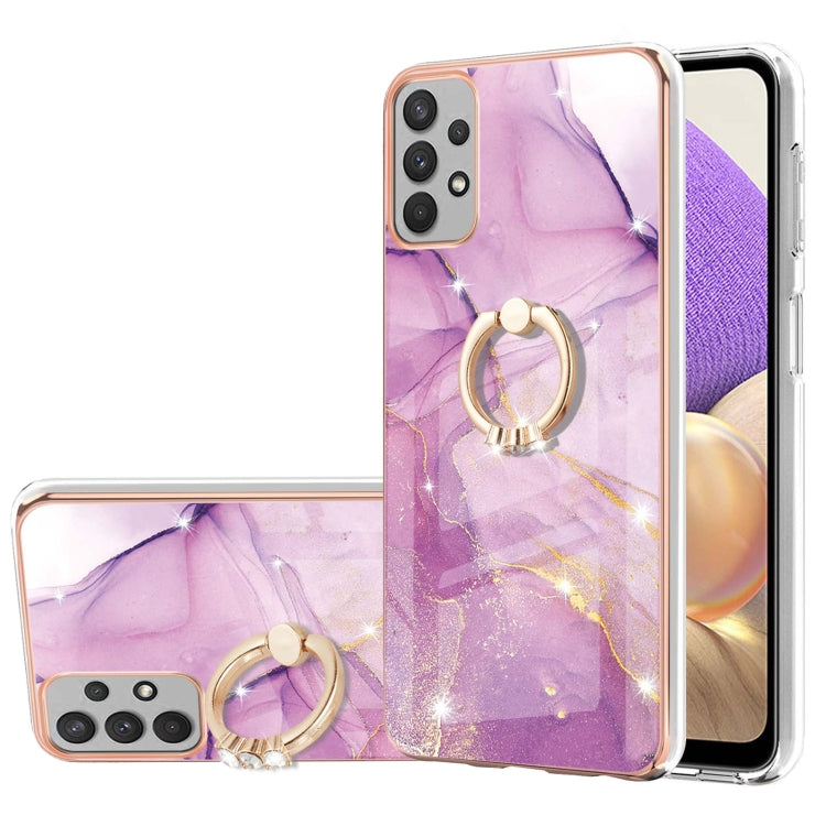 Custodia TPU effetto marmo con anello per smartphone