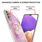 Custodia TPU effetto marmo con anello per smartphone