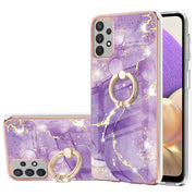 Custodia TPU effetto marmo con anello per smartphone