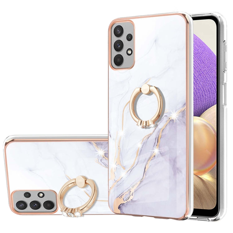 Custodia TPU effetto marmo con anello per smartphone