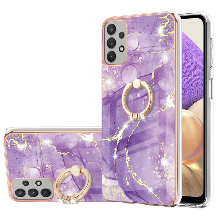 Custodia TPU effetto marmo con anello per smartphone