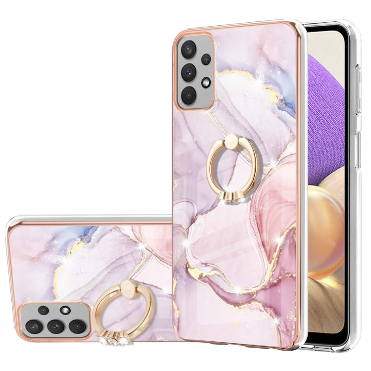 Custodia TPU effetto marmo con anello per smartphone