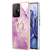 Custodia TPU effetto marmo con anello per smartphone