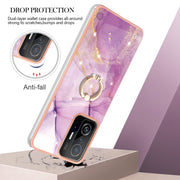 Custodia TPU effetto marmo con anello per smartphone