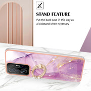 Custodia TPU effetto marmo con anello per smartphone