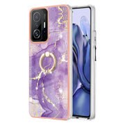 Custodia TPU effetto marmo con anello per smartphone