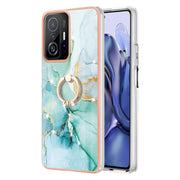 Custodia TPU effetto marmo con anello per smartphone