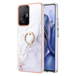 Custodia TPU effetto marmo con anello per smartphone