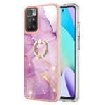 Custodia TPU effetto marmo con anello per smartphone