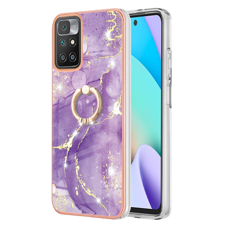 Custodia TPU effetto marmo con anello per smartphone