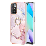 Custodia TPU effetto marmo con anello per smartphone