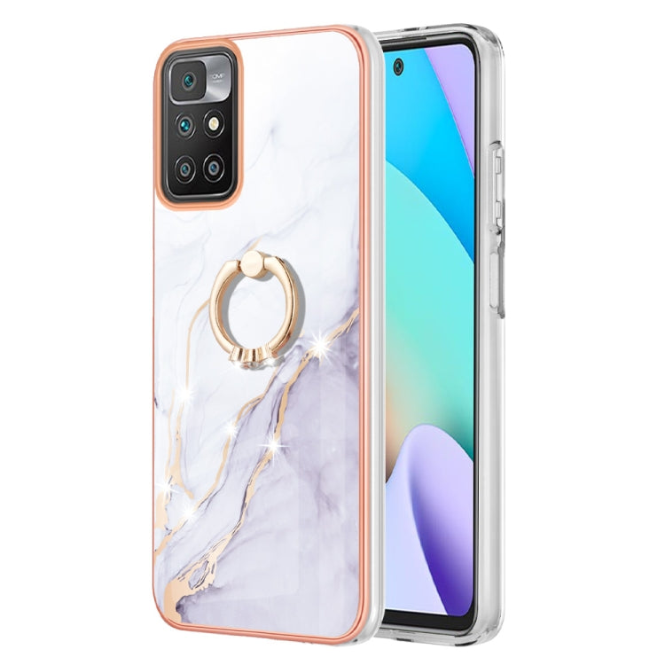 Custodia TPU effetto marmo con anello per smartphone