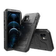 Custodia per telefono in metallo + silicone con protezione per lo schermo, For iPhone 12, For iPhone 12 Pro, For iPhone 12 Pro Max, For iPhone SE 2022 / SE 2020 / 8 / 7, For iPhone 8 Plus / 7 Plus, For iPhone XS / X, For iPhone XS Max, For iPhone XR