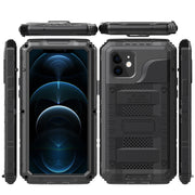 Custodia per telefono in metallo + silicone con protezione per lo schermo, For iPhone 12, For iPhone 12 Pro, For iPhone 12 Pro Max, For iPhone SE 2022 / SE 2020 / 8 / 7, For iPhone 8 Plus / 7 Plus, For iPhone XS / X, For iPhone XS Max, For iPhone XR