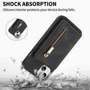 Custodia per telefono con porta carte di credito con cerniera, For iPhone 13 mini, For iPhone 13, For iPhone 13 Pro, For iPhone 13 Pro Max