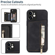 Custodia per telefono con porta carte di credito con cerniera, For iPhone 12, For iPhone 12 Pro Max, For iPhone 11, For iPhone 11 Pro