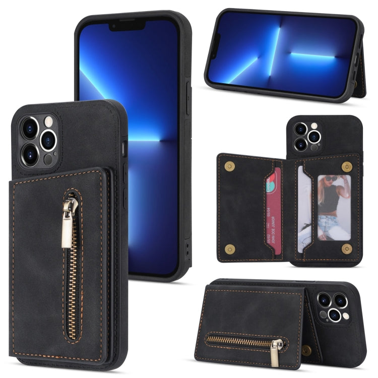 Custodia portafoglio con cerniera per iPhone 12 Pro Max
