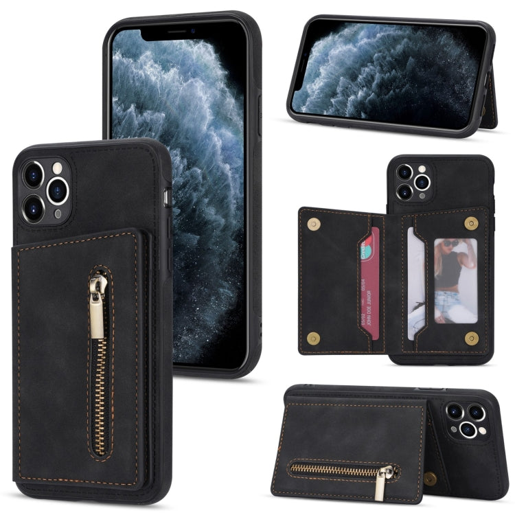 Custodia per telefono con porta carte di credito con cerniera, For iPhone 11 Pro Max, For iPhone X / XS, For iPhone XR, For iPhone XS Max