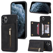 Custodia per telefono con porta carte di credito con cerniera, For iPhone 11 Pro Max, For iPhone X / XS, For iPhone XR, For iPhone XS Max