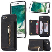 Custodia per telefono con porta carte di credito con cerniera, For iPhone SE 2022 / 2020 / 8 / 7, For iPhone 8 Plus / 7 Plus, For iPhone 12 Pro, For iPhone 12 mini