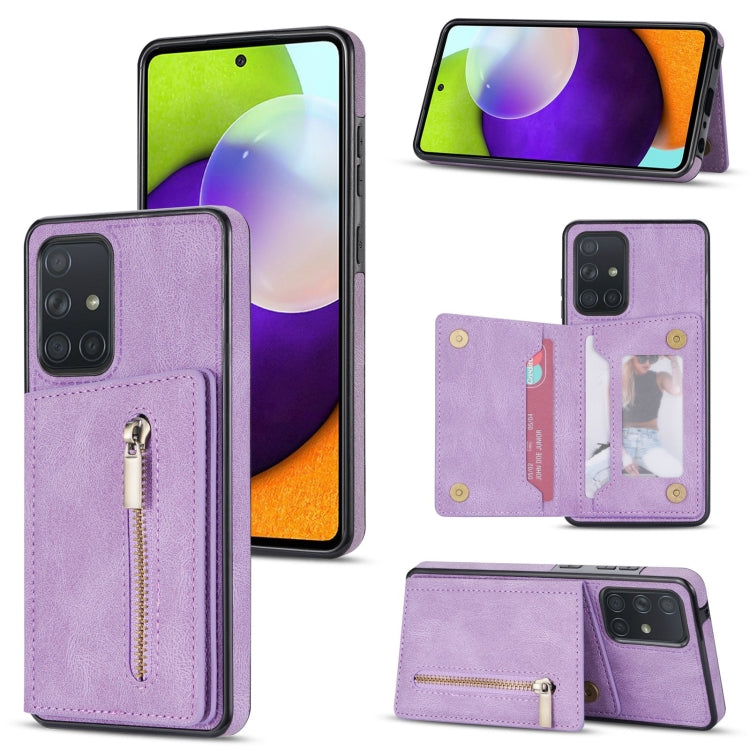 Custodia per telefono con porta carte di credito con cerniera, For Samsung Galaxy A12 5G, For Samsung Galaxy A51 4G, For Samsung Galaxy A71 4G, For Samsung Galaxy A52 / A52s