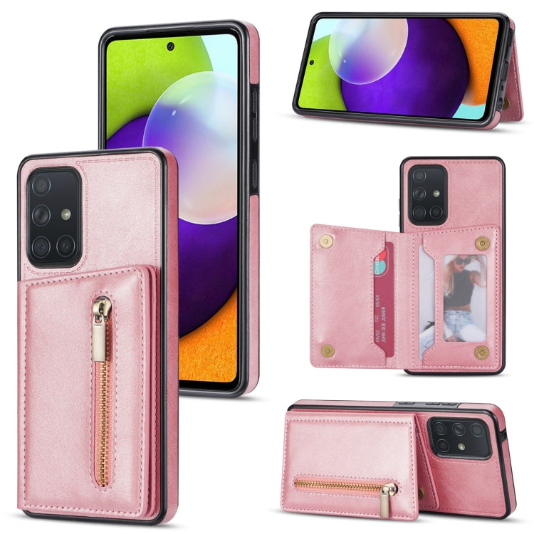 Custodia per telefono con porta carte di credito con cerniera, For Samsung Galaxy A12 5G, For Samsung Galaxy A51 4G, For Samsung Galaxy A71 4G, For Samsung Galaxy A52 / A52s