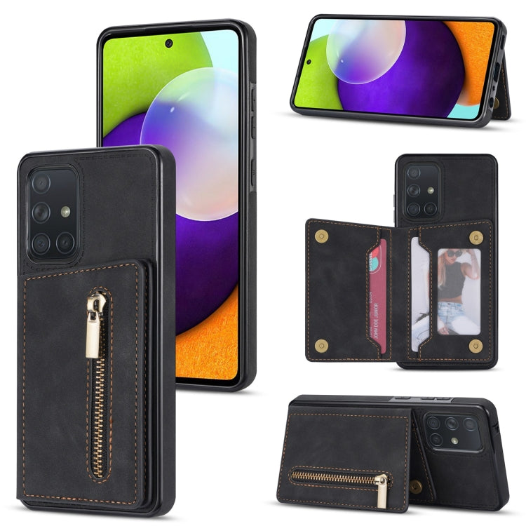 Custodia per telefono con porta carte di credito con cerniera, For Samsung Galaxy A12 5G, For Samsung Galaxy A51 4G, For Samsung Galaxy A71 4G, For Samsung Galaxy A52 / A52s
