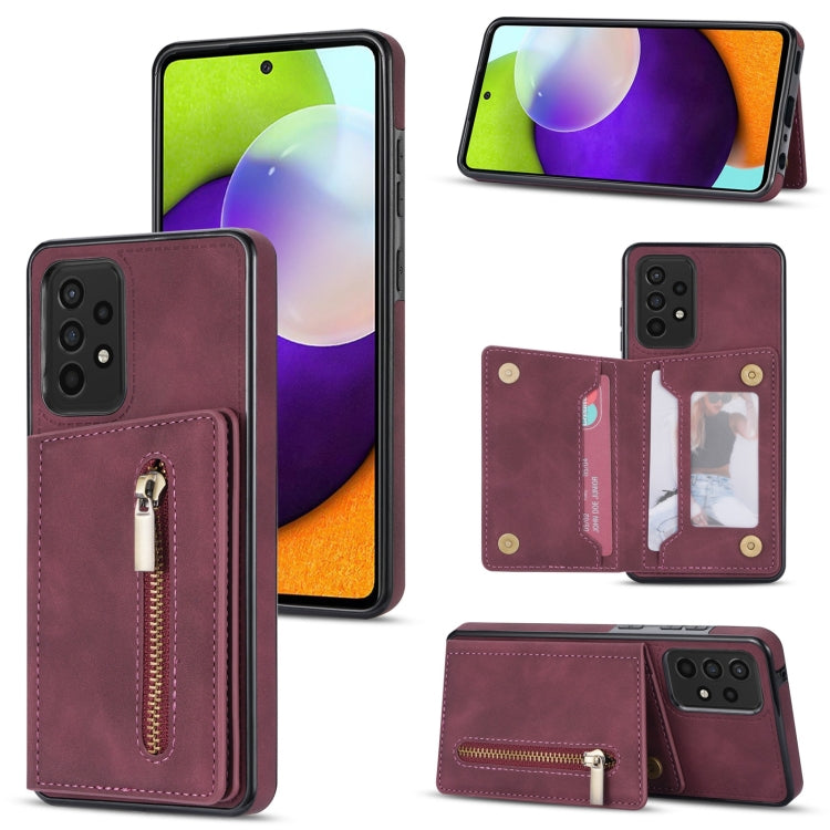 Custodia per telefono con porta carte di credito con cerniera, For Samsung Galaxy A12 5G, For Samsung Galaxy A51 4G, For Samsung Galaxy A71 4G, For Samsung Galaxy A52 / A52s