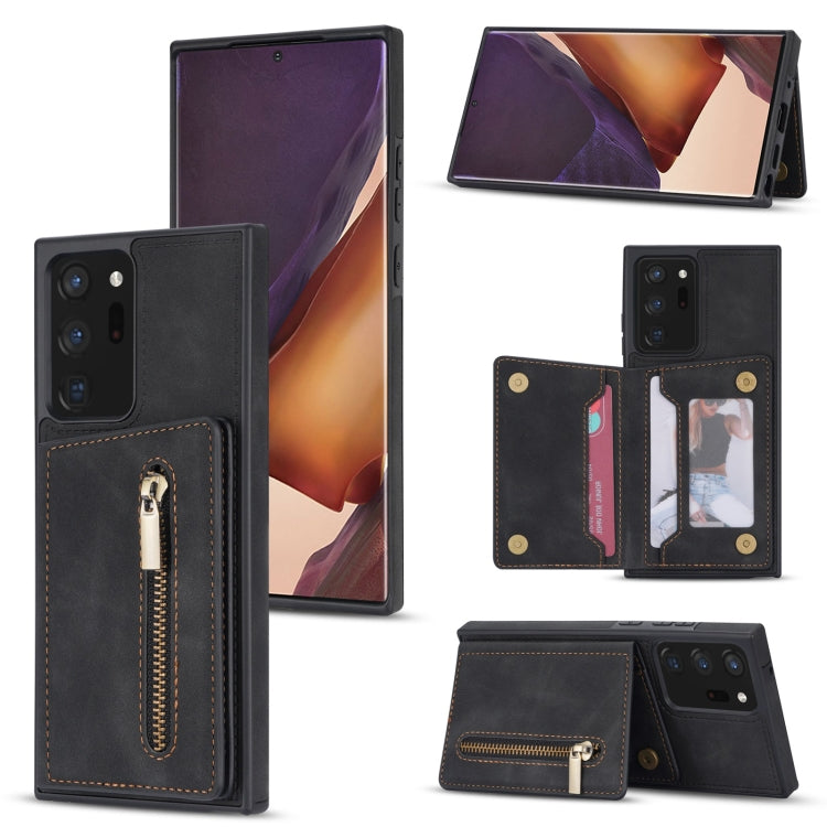 Custodia per telefono con porta carte di credito con cerniera, For Samsung Galaxy Note20, For Samsung Galaxy Note20 Ultra, For Samsung Galaxy S20, For Samsung Galaxy S20+