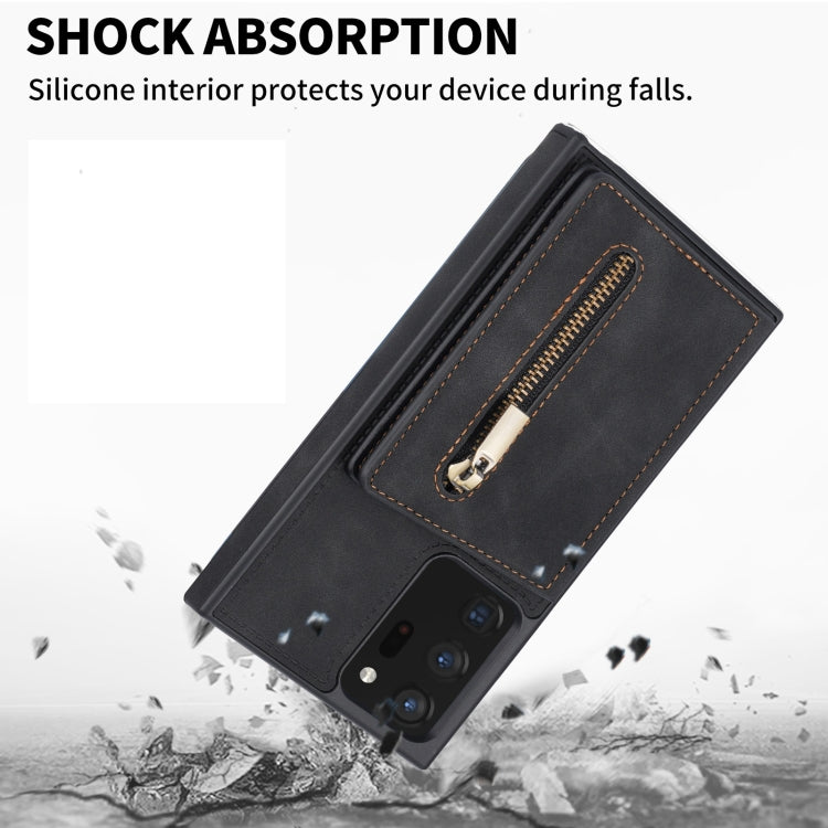 Custodia per telefono con porta carte di credito con cerniera, For Samsung Galaxy Note20, For Samsung Galaxy Note20 Ultra, For Samsung Galaxy S20, For Samsung Galaxy S20+