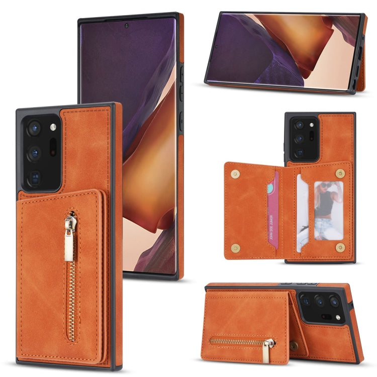 Custodia per telefono con porta carte di credito con cerniera, For Samsung Galaxy Note20, For Samsung Galaxy Note20 Ultra, For Samsung Galaxy S20, For Samsung Galaxy S20+