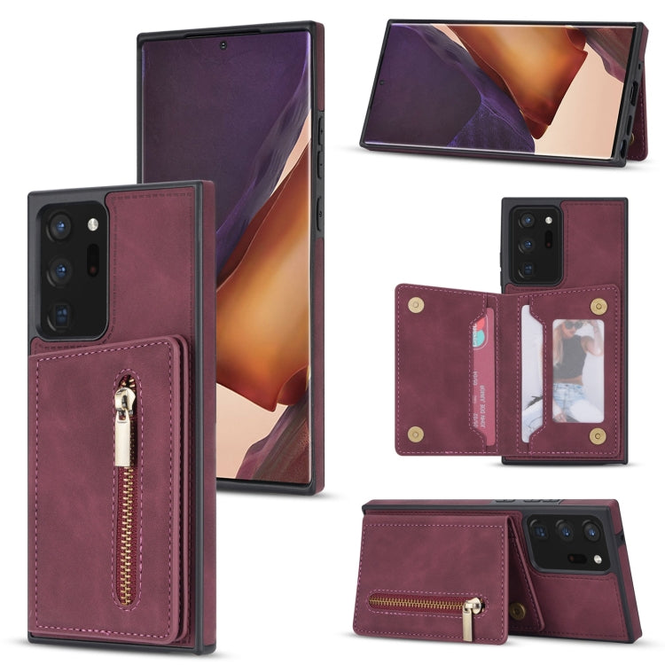 Custodia per telefono con porta carte di credito con cerniera, For Samsung Galaxy Note20, For Samsung Galaxy Note20 Ultra, For Samsung Galaxy S20, For Samsung Galaxy S20+