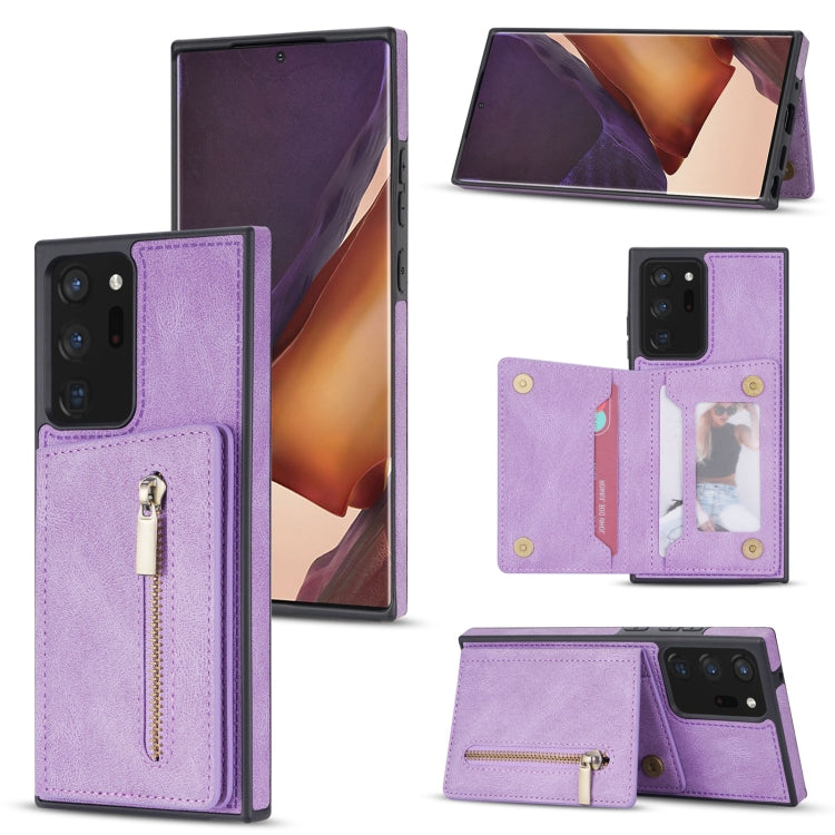 Custodia per telefono con porta carte di credito con cerniera, For Samsung Galaxy Note20, For Samsung Galaxy Note20 Ultra, For Samsung Galaxy S20, For Samsung Galaxy S20+