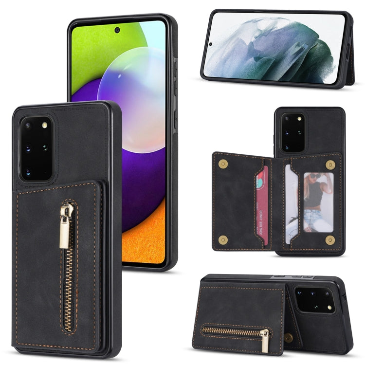 Custodia per telefono con porta carte di credito con cerniera, For Samsung Galaxy Note20, For Samsung Galaxy Note20 Ultra, For Samsung Galaxy S20, For Samsung Galaxy S20+