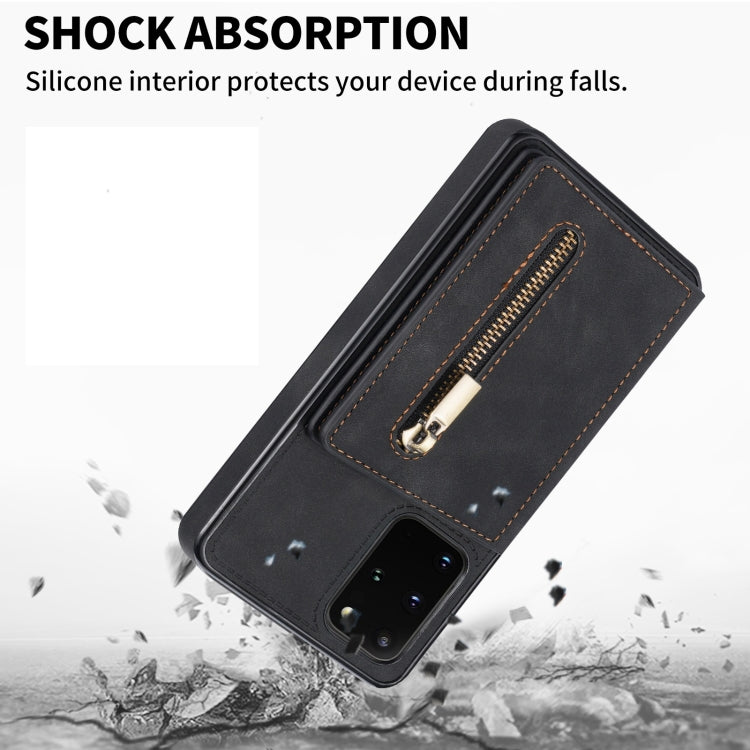 Custodia per telefono con porta carte di credito con cerniera, For Samsung Galaxy S20 FE, For Samsung Galaxy S20 Ultra, For Samsung Galaxy S21 Ultra 5G, For Samsung Galaxy S21+ 5G