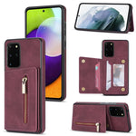 Custodia per telefono con porta carte di credito con cerniera, For Samsung Galaxy S20 FE, For Samsung Galaxy S20 Ultra, For Samsung Galaxy S21 Ultra 5G, For Samsung Galaxy S21+ 5G