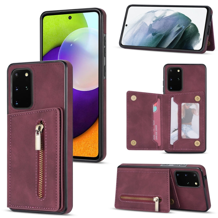Custodia per telefono con porta carte di credito con cerniera, For Samsung Galaxy S20 FE, For Samsung Galaxy S20 Ultra, For Samsung Galaxy S21 Ultra 5G, For Samsung Galaxy S21+ 5G