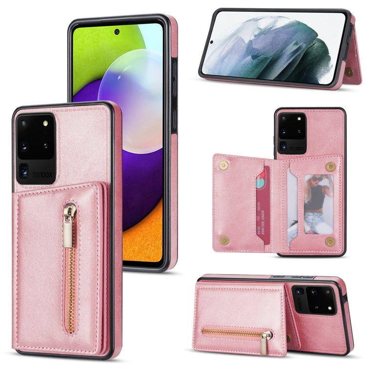 Custodia per telefono con porta carte di credito con cerniera, For Samsung Galaxy S20 FE, For Samsung Galaxy S20 Ultra, For Samsung Galaxy S21 Ultra 5G, For Samsung Galaxy S21+ 5G