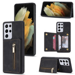 Custodia per telefono con porta carte di credito con cerniera, For Samsung Galaxy S20 FE, For Samsung Galaxy S20 Ultra, For Samsung Galaxy S21 Ultra 5G, For Samsung Galaxy S21+ 5G