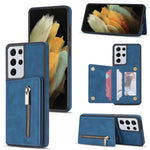 Custodia per telefono con porta carte di credito con cerniera, For Samsung Galaxy S20 FE, For Samsung Galaxy S20 Ultra, For Samsung Galaxy S21 Ultra 5G, For Samsung Galaxy S21+ 5G