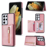 Custodia per telefono con porta carte di credito con cerniera, For Samsung Galaxy S20 FE, For Samsung Galaxy S20 Ultra, For Samsung Galaxy S21 Ultra 5G, For Samsung Galaxy S21+ 5G